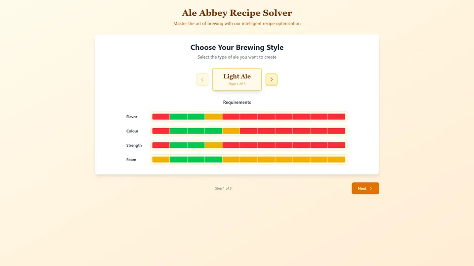 Ale Abbey Recipe Solver screenshot