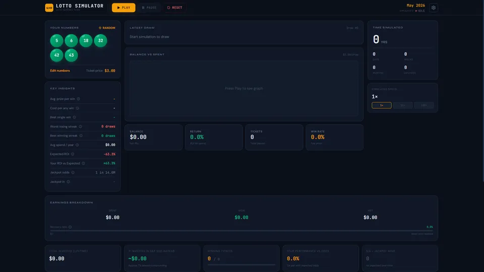 Lotto 6/49 Simulator screenshot
