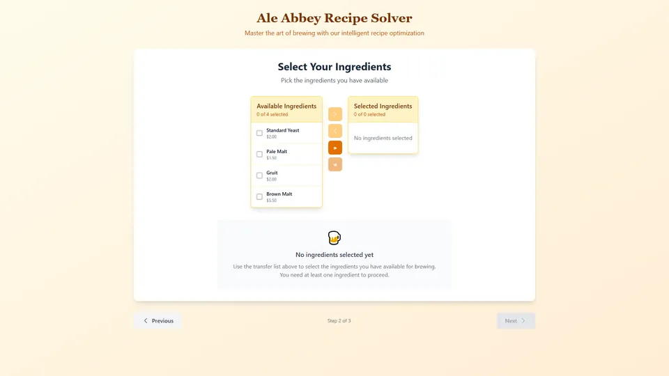 Ale Abbey Recipe Solver, screenshot 2 of 6